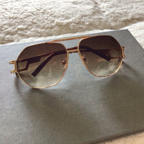 NYS Collection Mens Aviator Double Bridge Gold Metal Studded Frame Sunglasses - Picture 2 of 16